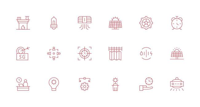 Efficient Visual Pack containing 18 Minimal Line Icons vector