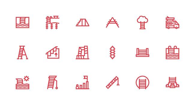 Ladder Design Icons featuring 18 in Strong Stroke Line Style vector