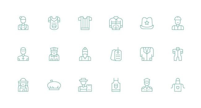 uniforme icono conjunto con 18 mínimo línea gráficos vector