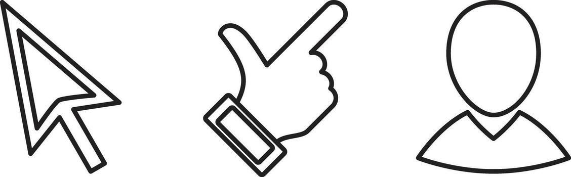 Simple Line Icons Cursor Pointing Hand and User Profile Symbol vector