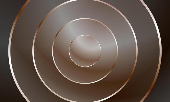 Abstract metallic brown background with concentric circles and smooth gradient lighting. Elegant and minimal design perfect for modern, futuristic, and luxury-themed visuals. vector