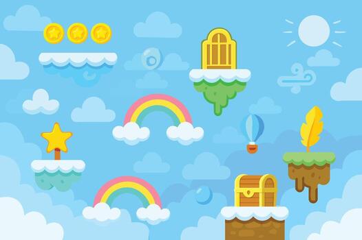 Sky Platformer Game Background vector