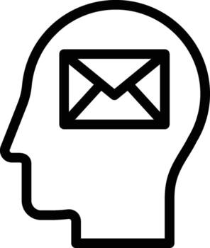 humano, cerebro, correo electrónico icono. sencillo Delgado línea, contorno de mente proceso íconos para ui y ux, sitio web o móvil solicitud en blanco antecedentes vector