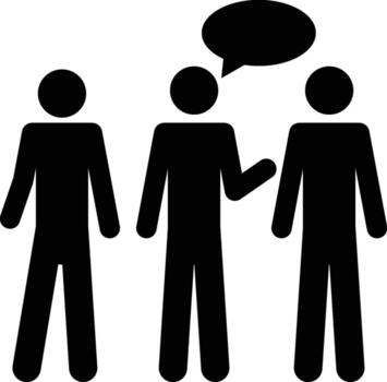 Three people talking icon. Simple glyph, flat of People icons for UI and UX, website or mobile application on white background vector