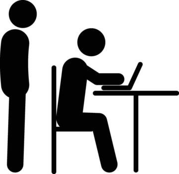 un hombre detrás el ordenador portátil icono. sencillo glifo, plano de personas íconos para ui y ux, sitio web o móvil solicitud vector