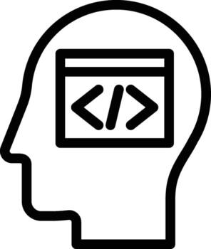 humano, cerebro, codificación icono. sencillo Delgado línea, contorno de mente proceso íconos para ui y ux, sitio web o móvil solicitud en blanco antecedentes vector