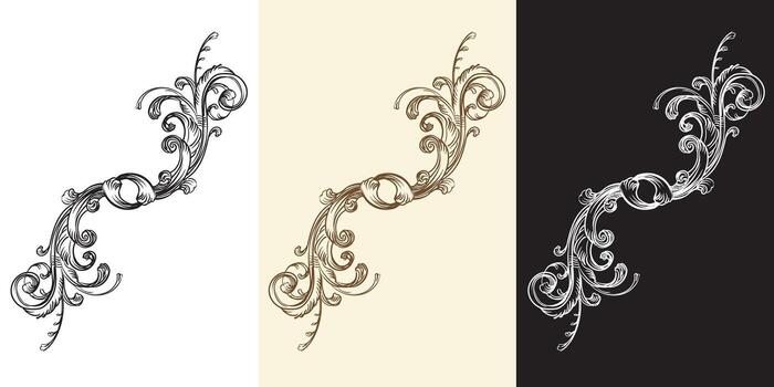Engraving swirl monogram retro design element vector