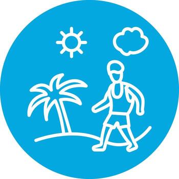Man In Beach Interface Line Graphic vector