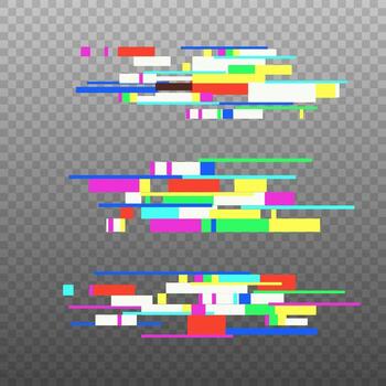 Glitch pixel screen noice effect. Futuristic grain damage geometric grunge design element. Disintegration techno computer screen error templates. vector