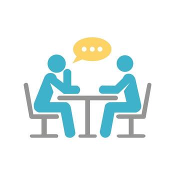 dos verde azulado cifras conversar terminado un mesa debajo un habla burbuja en blanco antecedentes vector