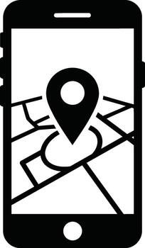 Smartphone with Map and Location Pin Icon vector