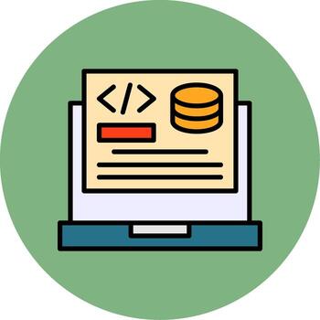 backend desarrollo lleno circulo icono estilo vector