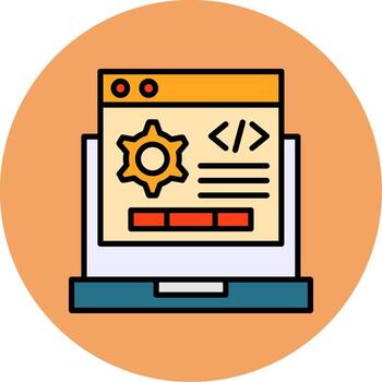 código ajuste lleno circulo icono estilo vector