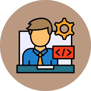 Programmer Filled Circle Icon Style vector