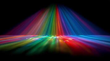 Hypnotic abstract with pulsing rainbow light rays expanding and contracting in a seamless loop, set against a deep black void with vibrant color gradients. video