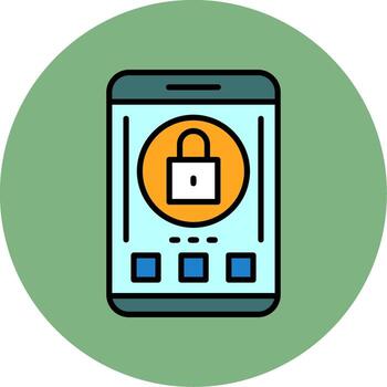 bloquear móvil interfaz mínimo lleno circulo icono diseño vector