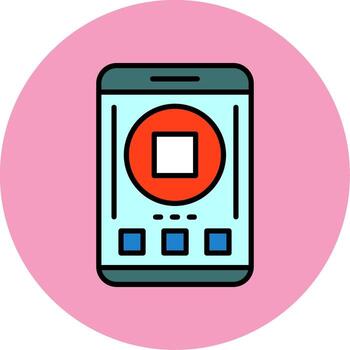 Stop Mobile Interface Minimal Filled Circle Icon Design vector