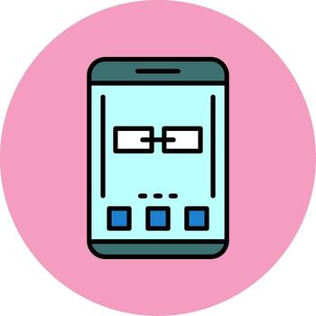 enlace móvil interfaz mínimo lleno circulo icono diseño vector