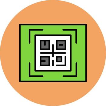 qr código mínimo lleno circulo icono diseño vector