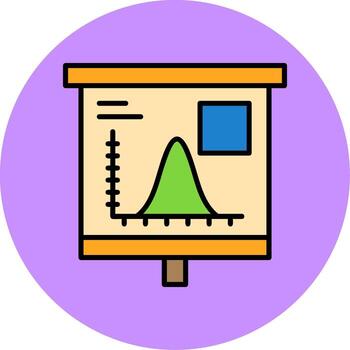 Bell Curve on Graph Minimal Filled Circle Icon Art Design vector