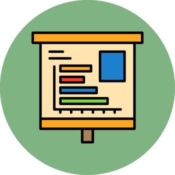 Horizontal Bar Chart Minimal Filled Circle Icon Art Design vector