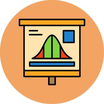 Bell Curve Graph Minimal Filled Circle Icon Art Design vector