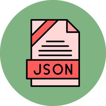 JSON Format Minimal Filled Circle Icon Art Design vector