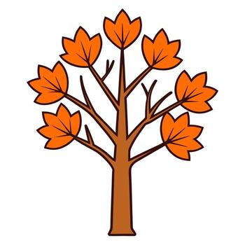 estilizado otoño árbol con vibrante naranja follaje aislado ilustración, conjunto en contra un blanco lona para sin costura integración y diseño flexibilidad. vector