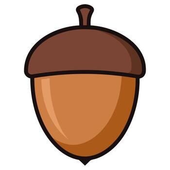 A simple and clean depiction of an acorn, showcasing its natural shape and inviting curiosity with a focus on detail. vector