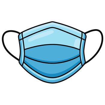 A vivid illustration of a blue surgical mask. The mask is set against a minimalist background, emphasizing its form and function. vector