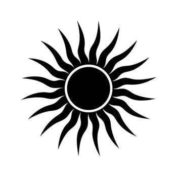 a black and white sun icon on a white background vector