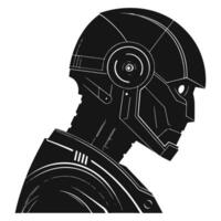 Futuristic robot head silhouette artificial intelligence android technology design illustration isolated on white background vector