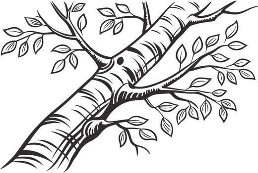 Tree Bark Sketch Design Nature Tree Bark Outline Illustration Rustic Tree Bark Hand Sketch vector
