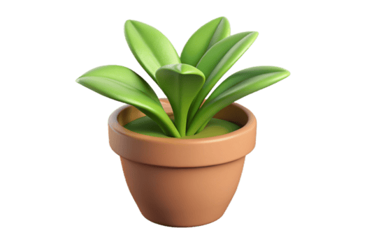 3D Cartoon Plant in Pot png