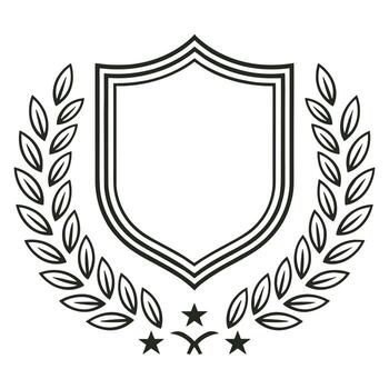 Shield Emblem Blank Crest with Laurel Wreath and Stars Design vector