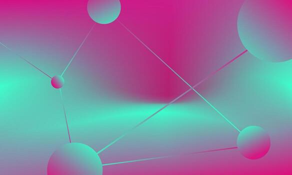 Modern aesthetic gradient background with connected glowing spheres in futuristic abstract style vector