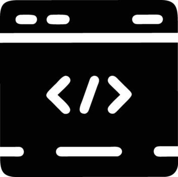 negro y blanco programación símbolo representando codificación idiomas en un pantalla vector