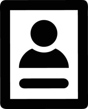 Simple Black Profile Icon Inside Rectangular Frame for User Interface Design vector