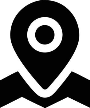 Simple Black Location Pin Icon Over Map for Travel and Navigation vector