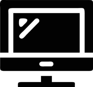 Black silhouette of a computer monitor with reflection on the screen vector