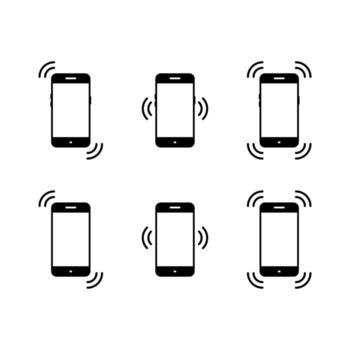 Phone vibration icon set. Cellphone ringing and shake symbol. smartphone call and notification alert concept vector