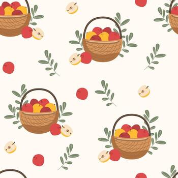 Fruit baskets with apples design vector