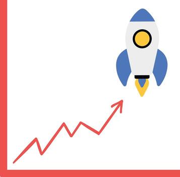 cohete lanzamiento con grafico y financiero Progreso vector
