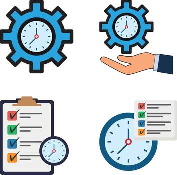 Time Management and Task Control icon set vector