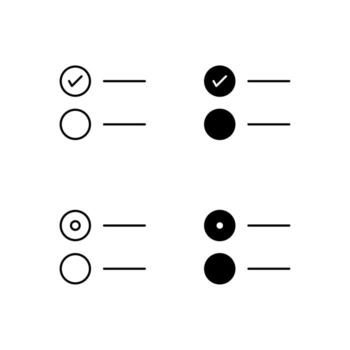 Mobile Application Checkbox and Radio Button Line and Solid Icons vector