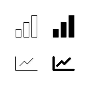 Web Dashboard Chart Bar and Chart Line Icons in Mixed Line and Solid vector