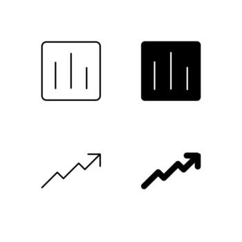 digital plataforma gráfico bar y gráfico línea glifo y línea icono paquete vector
