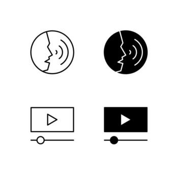 Web Dashboard Voice and Media Icons in Mixed Line and Solid vector