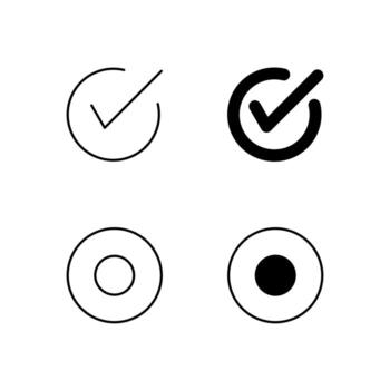 Web Dashboard Checkbox and Radio Button Icons in Mixed Line and Solid vector
