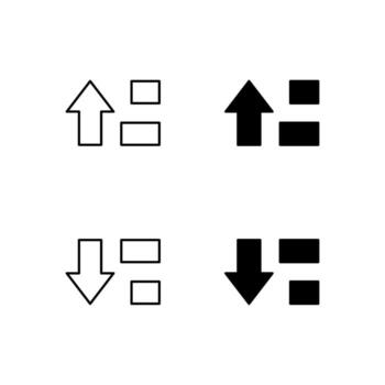 web tablero ordenar ascendente y ordenar descendente íconos en mezclado línea y sólido vector
